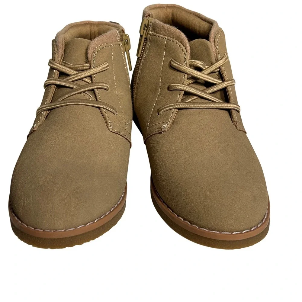 Nordstrom Kids Tan‎ Suede Lace Up Zipper Ankle Boots Chukka Style Size 11M